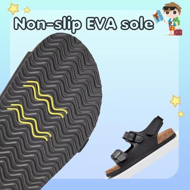 Torotto Toddler Kids Sandals Boys Girls Cork Footbed Sandals with Adjustable Buckle Casual Slides Open Toes Flat(LHJ385/Black,22) - Image 5