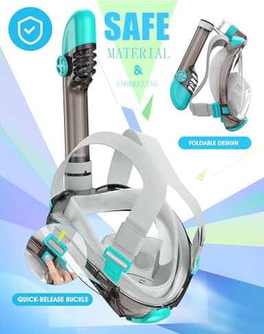 Greatever G2 Full Face Snorkel Mask with Latest Dry Top System,Foldable 180 Degree Panoramic View Snorkeling Mask with Camera Mount,Safe Breathing,Anti-Leak&Anti-Fog - Image 4