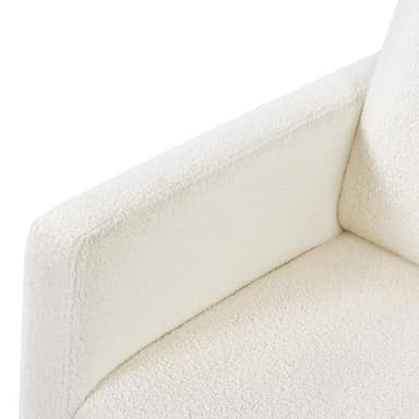 Yaheetech Upholstered Rocking Chair, Boucle Glider Chair Nursery Chair with High Back and Side Pocket, Rocking Accent Armchair with Rubber Wood Legs for Living Room/Bedroom/Nursery, Ivory - Image 9