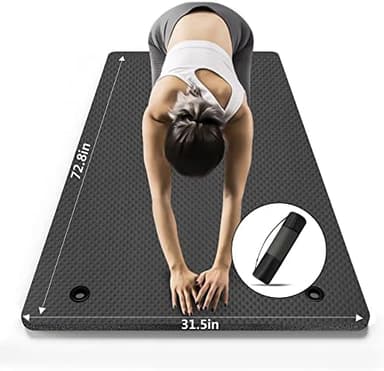 LFS Yoga Mat 72.8" x 31.5" x 2/5 inch Thick With Strap and Bag, Extra Wide Workout Mat for Women and Men, Non Slip Exercise Mat for Home Outdoor Yoga, Pilates, Stretching, Floor & Fitness Workouts - Image 2