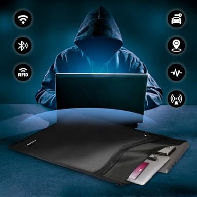Large Faraday Bags Emp Proof for Car Keys & Phone & Tablets & Laptop & Key Fob - 5 Pack Faraday Cage Faraday Key Fob Protector Faraday Pouch, Anti-Tracking Anti-Hacking, RFID Signal Blocker (Black) - Image 4