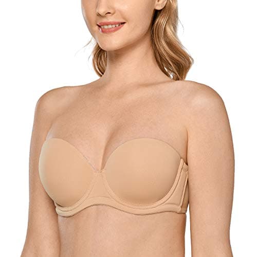 DELIMIRA Women's Underwire Contour Multiway Full Coverage Strapless Bra Plus Size Taupe Tan 40G - Image 1