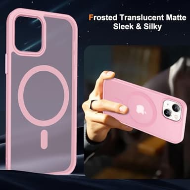 ORETECH Magnetic for iPhone 15 Case, [Compatible with MagSafe][2 Pcs Screen Protectors][15 FT Drop Protection] Frosted Translucent Back, Shockproof, Anti-Scratch Phone Case for iPhone 15, Light Pink - Image 4