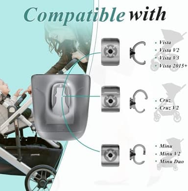 Stroller Cup Holder Fits for UPPAbaby Vista/Vista V2/Vista V3/Cruz/Cruz V2/Minu/Minu V2/Minu Duo, Securely Hold The Cup, Quick Attachment, Folds with Stroller, Drinking On The Go, 1Pack - Image 4