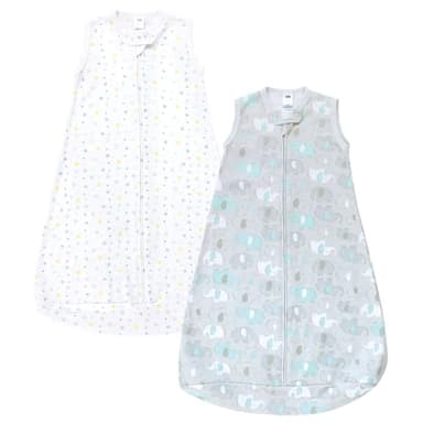 Hudson Baby Unisex Baby Cotton Long-Sleeve Wearable Sleeping Bag, Sack, Blanket, Neutral New Elephant, 3-9 Months - Image 1