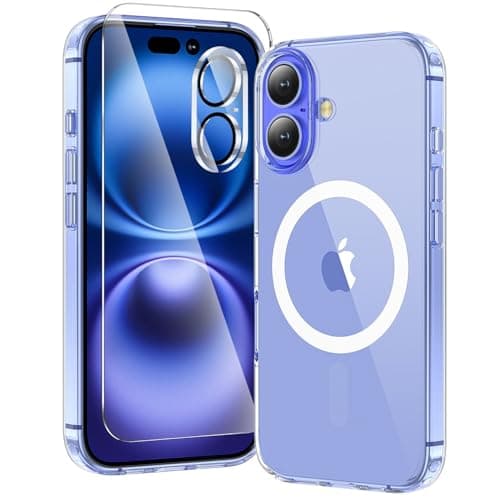 toushion 3 in 1 for iPhone 16 Case Clear with MagSafe, Not Yellowing, Screen Protector*1 Camera Lens Protector*1, Military-Grade Protection for iPhone 16 Phone Case 6.1 inch Clear - Image 1