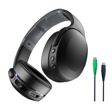 Skullcandy Crusher Evo Wireless Bluetooth Headphones with Extra USB-C Charging Cable, Multi-Sensory Bass, Noise Isolating Over-Ear Fit, 40 Hours Battery, Microphone for iPhone Android - True Black - Image 1