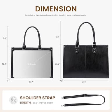 LOVEVOOK Laptop Tote Bag for Women, 15.6 Inch Large Capacity Vintage Leather Work Computer Bag, Business Casual Shoulder Handbag, Black - Image 3