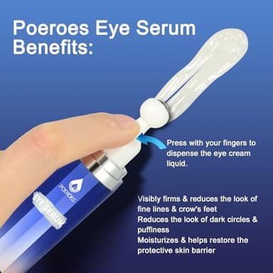 Eye Serum with 8% Caffeine 8% Retinol Hyaluronic Acid Niacinamide peptides for Puffy Bags Fine Lines Dark Circles Wrinkles, Under Eye Cream with 360° Roller Massage Ball, 0.5 fl. oz - Image 2