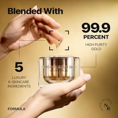 Nature Republic Ginseng Gold Silk Watery Cream 2.11 Oz(60g)-6 Years Korean Ginseng, 99.9% Pure Gold Premium Skin Care, Anti-Aging Moisturizer for Skin, Wrinkle Care with Ginseng Saponins (60g) - Image 3