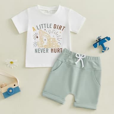 CIYCUIT Baby Boy Summer Clothes Short Sleeve Letter Print Shirt Shorts Set - Image 8