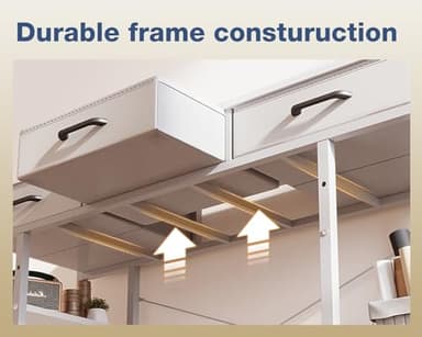 Casaottima Small Office Desk with Fabric Drawers, Computer Desk with Storage Shelves, Modern Writing Table, 48" Home Desk, Pure White - Image 5