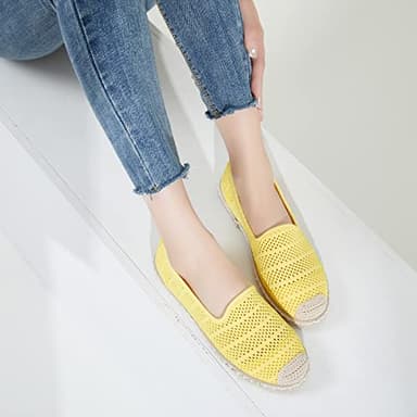 BABUDOG Women's Breathable Mesh Flats Shoes, Soft Loafers Flats, White Slip on Shoes Loafers(Yellow.US8) - Image 6