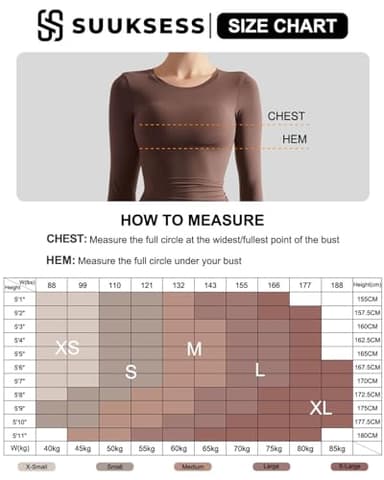 SUUKSESS Women Double Lined Fitted Basic Tee Shirts Crew Neck Long Sleeve Going Out Crop Tops (Jet Black, S) - Image 5