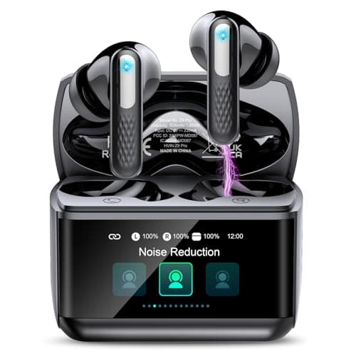 ZYHKON Wireless Earbuds, Bluetooth 5.4 Headphones with Multifunction Touch Screen, 48H Deep Bass Stereo Ear Buds, 5 EQ Modes, ANC/ENC Noise Cancelling, Transparency Mode, IPX7 Bluetooth Earbuds, Black - Image 1
