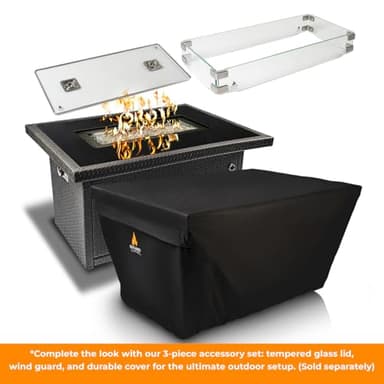 Outland Living Series 403 Fire Table – 44" 50,000 BTU Outdoor Propane Gas Fire Pit Table with Tempered Glass Top & Arctic Ice Decorative Glass Rocks, Slate Grey - Image 3