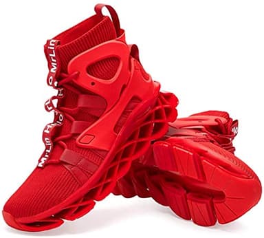 Hello MrLin Men's Running Shoes Non Slip Athletic Tennis Walking Blade Type Sneakers Hip Hop Red - Image 6