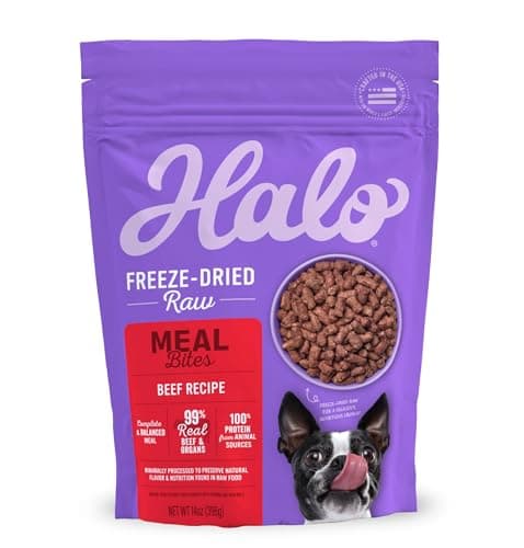 Halo Freeze Dried Raw Dog Food, Beef Recipe, 100% Protein Source, Real Meat for Natural Energy, Meal Bites, 14 Oz Bag - Image 1