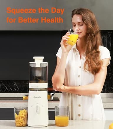 Cold Press Juicer, Zasmira Juicer Machines with Large Feeding Chute, Powerful Slow Juicer with Pulp Seperation, 99.6% Juice Purity, Easy to Clean, White - Image 7