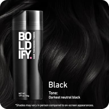 BOLDIFY Hair Fibers (56g) - Fill In Thinning and Fine Hair for an Instantly Fuller, Thicker Look - 14 Shades for Women & Men - Black - Image 2