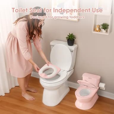 CheerTry 2-in-1 Toddler Potty Training Toilet - Larger Potty Chair & Detachable Training Seat for Boys & Girls Ages 1-3 with Flushing Sound, Wipes Storage, Toilet Paper Holder - Image 3