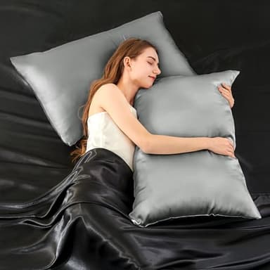 INFIIXSO Mulberry Silk Pillowcase for Hair and Skin, Silk Pillow Cases Standard Size with Hidden Zipper 20x26 Inches, Ultra Smooth and Soft Cooling Pillow Cases for Hot Sleepers(Grey, 1 Pack) - Image 7
