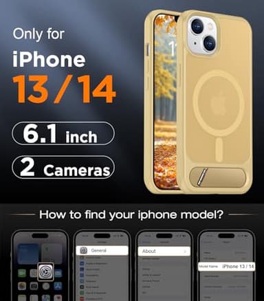 Temdan Magnetic Compatible with iPhone 14 Case/iPhone 13 Case,[Built-in Invisible Kickstand][Compatible with MagSafe][Military Grade Shockproof] Slim Translucent Matte Phone Case for iPhone 14/13 6.1" - Image 2