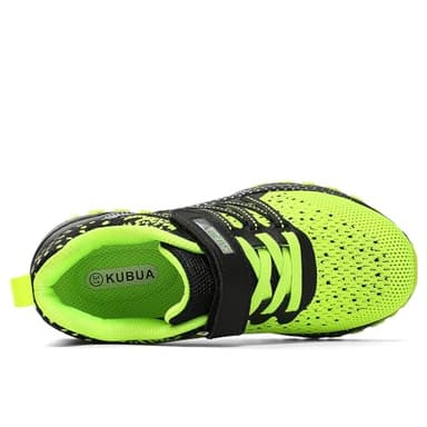 KUBUA Kids Sneakers for Boys Girls Running Tennis Shoes Lightweight Breathable Sport Athletic Black Green Size US 10 Toddler - Image 3