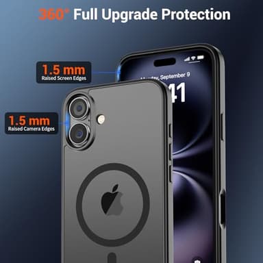 SUPFINE Magnetic for iPhone 16 Case (Compatible with MagSafe) (Military Grade Drop Protection) Translucent Matte Shockproof with Anti-Fingerprint Phone Cover,Black - Image 4