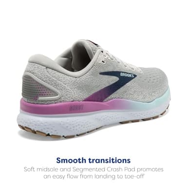 Brooks Women’s Ghost 16 Neutral Running Shoe - White/Grey/Estate Blue - 6.5 Wide - Image 3