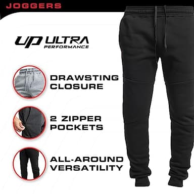 Ultra Performance 3 Pack Fleece Active Tech Joggers for Men, Mens Sweatpants with Zipper Pockets - Image 5