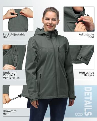 33,000ft Packable Rain Jacket Women Lightweight Waterproof Raincoat with Hood Cycling Bike Jacket Windbreaker - Image 4