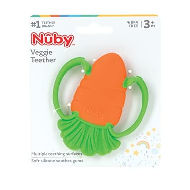 Nuby Veggie Teether for Teething Relief - Soft Baby Teething Toy for 3+ Months - Carrot - Image 7