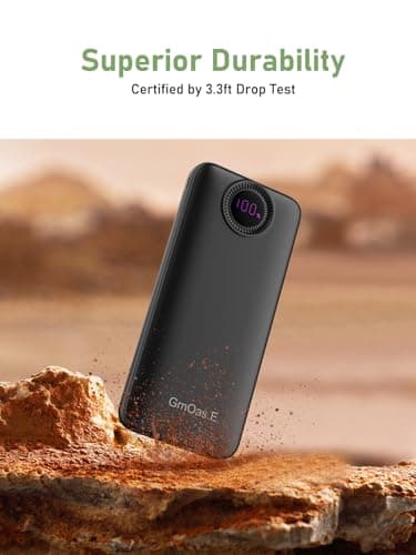 GrnOas.E Portable Charger,10000 mAh Power Bank Travel Charger with USB-C(Input&Output),2.4A Fast Charging External Battery Pack Phone Charger Compatible with iPhone 16,Samsung,Android,Brilliant Black - Image 8