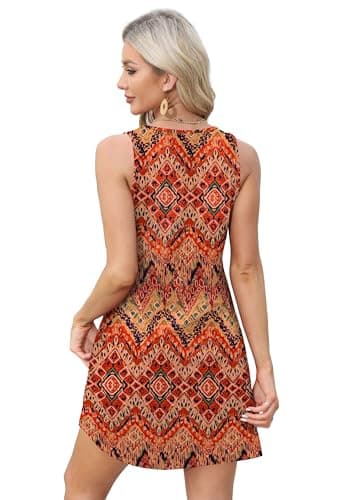 Spring Dresses for Women 2025 Summer Boho Dresses Flowy V Neck Swing Dress Sundresses Beach Fashion Floral 04 L - Image 4