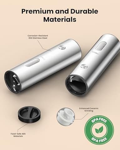 Electric Salt and Pepper Grinder Set with Rechargeable Base - Upgraded Large Capacity, Refillable Pepper Mill Set with LED Light & Adjustable Coarseness, Ideal for Kitchen, Outdoor, BBQ & Gift Giving - Image 4