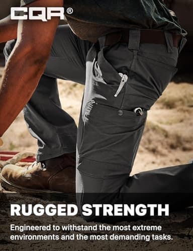 CQR Men's Quick Dry Work Pants, Water Resistant Outdoor Tactical Pants, Lightweight Stretch Cargo Hiking Pants, Frontline Charcoal, 38W x 30L - Image 5
