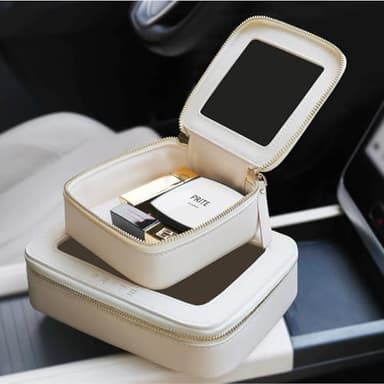 Prite Clear Makeup Bag Cosmetic Organizer Case Waterproof Travel Toiletry Bag Skincare Pouch with Golden Zipper(Beige) - Image 7