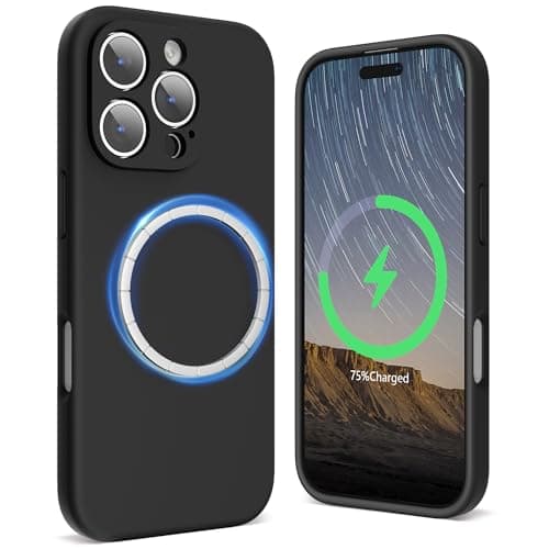 SURPHY Designed for iPhone 16 Pro Max Case Compatible with MagSafe (6.9 inch 2024), Liquid Silicone Phone Case (Camera Protective, Soft Microfiber Lining), Black - Image 1