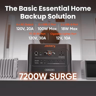 Jackery HomePower 3000 Portable Power Station, 3600W (Surge 7200W) Output, 3072Wh LFP Battery Solar Generator, Essential Home Backup for Home Use, Power Outage, RV, Emergencies (Solar Panel Optional) - Image 8