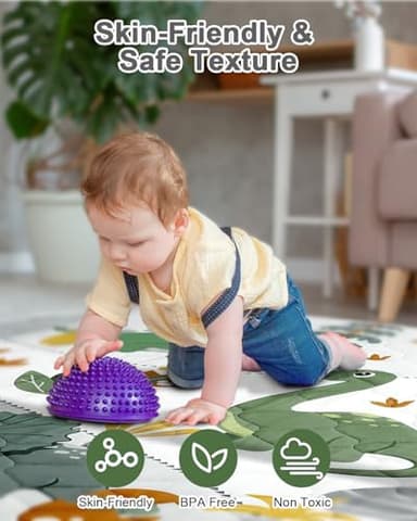 TINYHARBO Premium Foam Baby Play Mat 50x50 – Removable & Machine Washable Cover, Extra Thick Padding Playpen Mat, Non-Slip Crawling Mat, Easy to Clean for Infants, Toddlers & Babies - Image 6