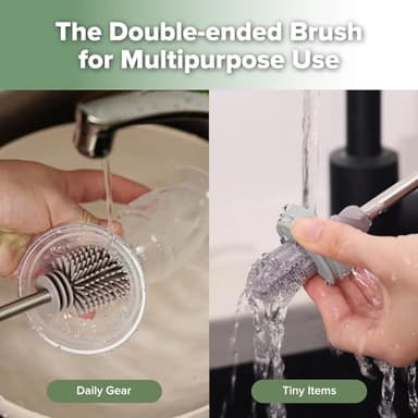 Haakaa Silicone Cleaning Brush - Baby Bottle Brush Cleaner for Breast Pump,Nipple,Breast Milk Storage Bag - Food Grade Silicone - 1 Count - Grey - Image 3