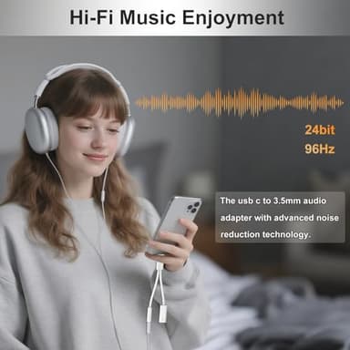 KikoSaka USB C to 3.5mm Audio Adapter 2 in 1 USBC to Headphone Jack Adapter with PD Fast Charging Dongle Cable Type C to Aux for iPhone 17 16 15, Galaxy - Image 3