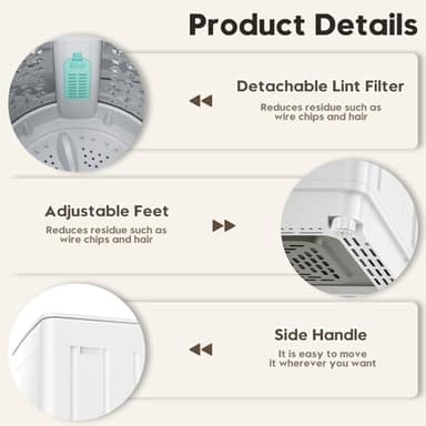Auertech 18 lbs Portable Washing Machine, Fully Automatic Portable Washer with LED Display, 7 Wash Cycles, 4 Water Levels, Top Load Washing Machine for Apartment, RV, Dorm, Home - Image 5
