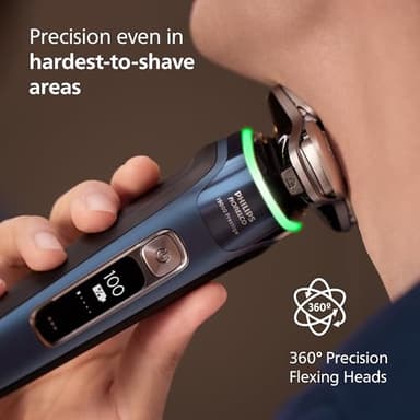 Philips Norelco Shaver i9000 Prestige, Wet & Dry Electric Shaver, Mystic Aqua, SenseIQ Technology, Triple Lift & Cut System, 360 Rotating Dual SteelPrecision Blades, Nose Trimmer, XP9201/88 - Image 4