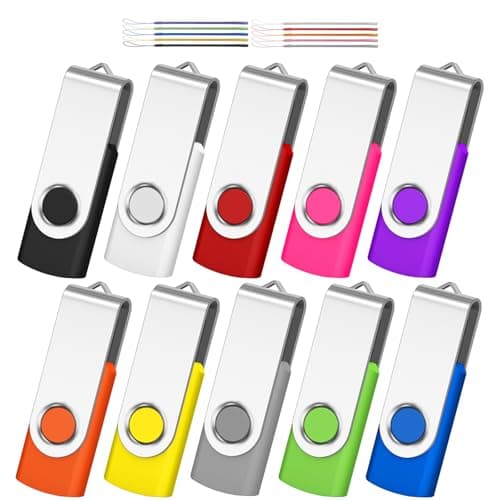 AreTop 2GB USB Flash Drive 10 Pack Pen Drive Memory Stick USB2.0 Pendrive Thumb Drives Bulk for Fold Data Storage Memoria USB (Bulk 10 PCS - Mixed Colors Black/Blue/Purple/Green/Red) - Image 1