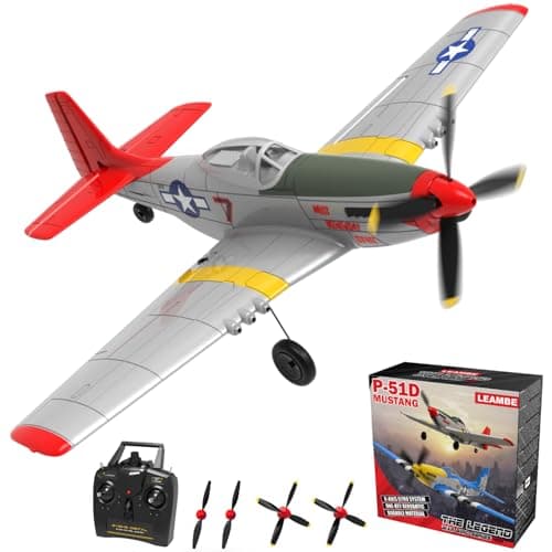LEAMBE 4 Channel RC Plane, Ready to Fly Aerobatic Aircraft, Easy Control for Beginners, P51 Mustang RC Airplane Best Gift for Boys & Adults - Image 1