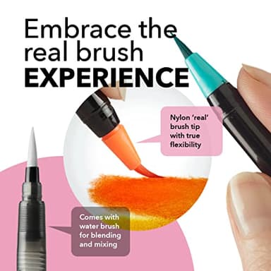 Castle Art Supplies Watercolour Brush Pens Set | 24 Lively Colours, with Flexible Nylon Tips | For adult colouring, painting, lettering – artists and beginners | Travel Case with Extra Water Brush Pen - Image 2