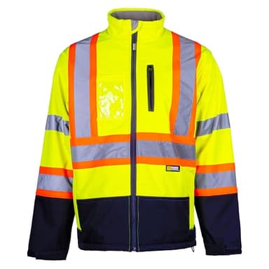 Holmes Workwear Hi-Vis Yellow Softshell Jacket - Waterproof and Breathable Reflective Jacket with Fleece Lining, Medium - Image 1