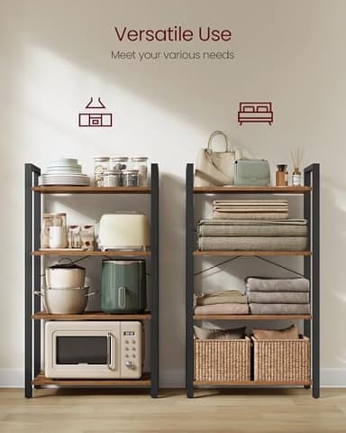 VASAGLE 4-Tier Bookshelf, Bookcase with Steel Frame, Book Shelf for Living Room, Home Office, Study, 11.8 x 26 x 47 Inches, Industrial Style, Rustic Brown and Ink Black ULLS60BX - Image 6